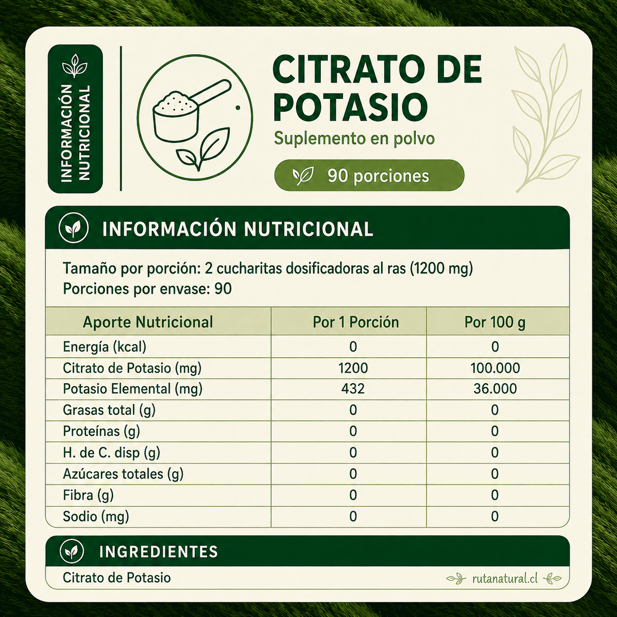 Citrato de Potasio - Dulzura Natural