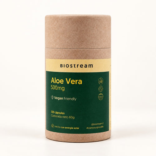 Aloe Vera BioStream 500 mg, envase de 120 cápsulas veganas