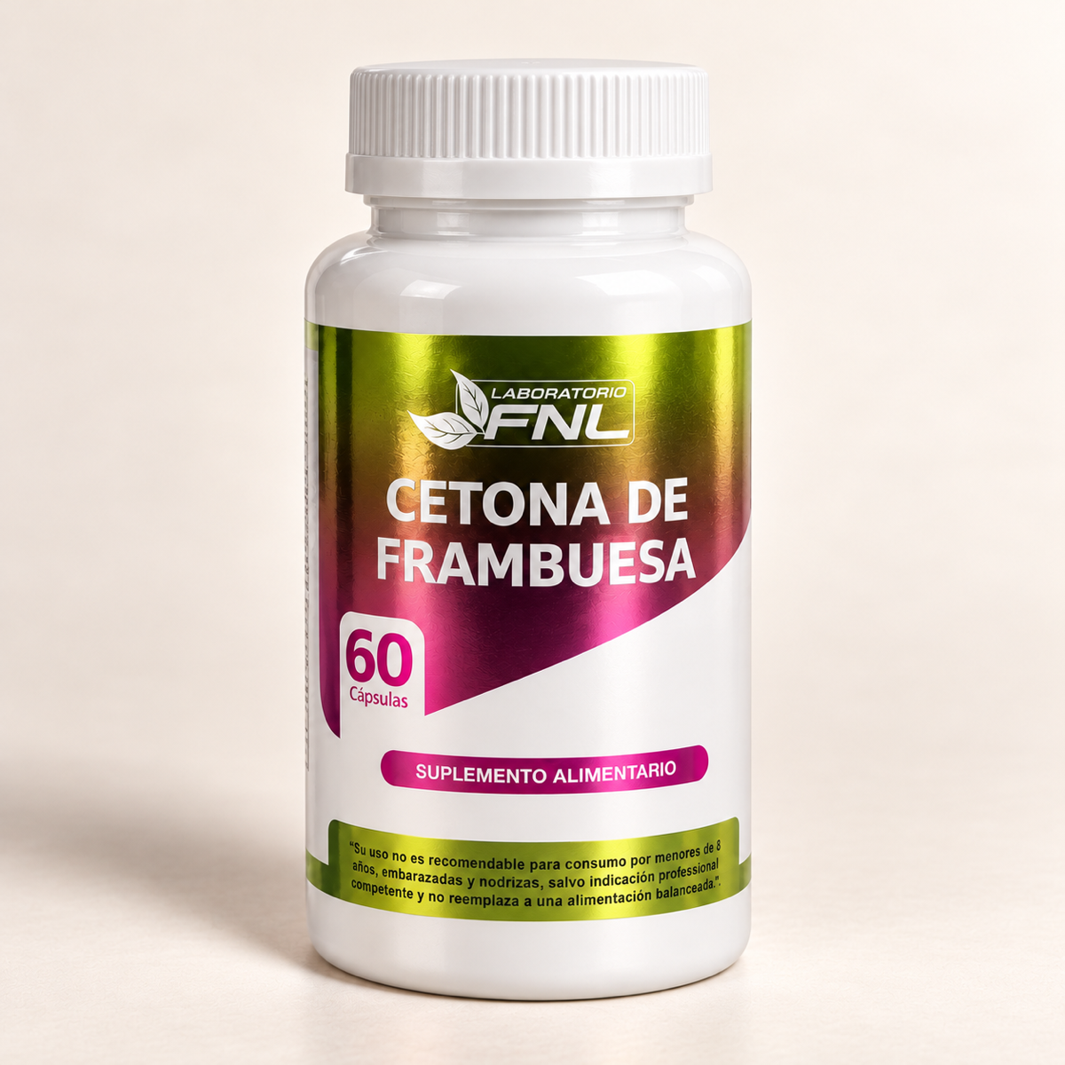 Cetona de Frambuesa FNL, frasco de 60 cápsulas
