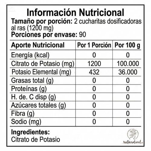Citrato de Potasio - Dulzura Natural