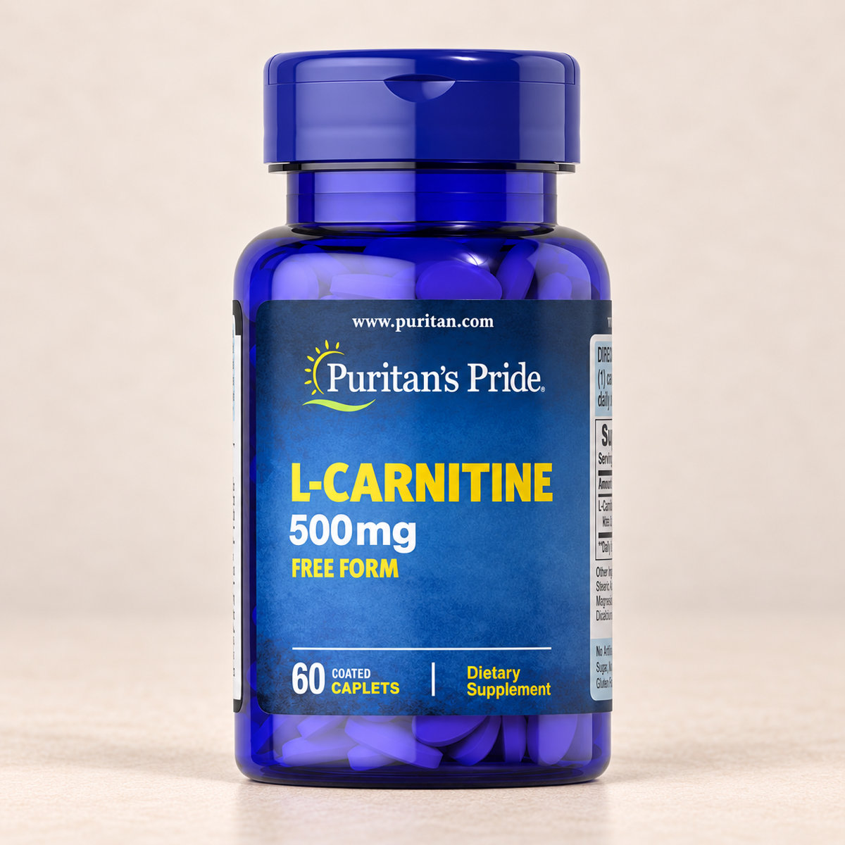 L-Carnitina 500 mg Puritan’s Pride, frasco de 60 comprimidos recubiertos
