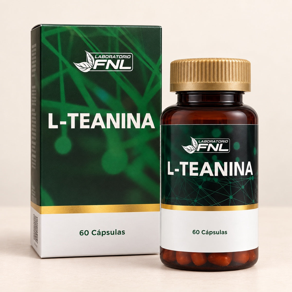 L-Teanina FNL, 60 cápsulas, frasco junto a su caja