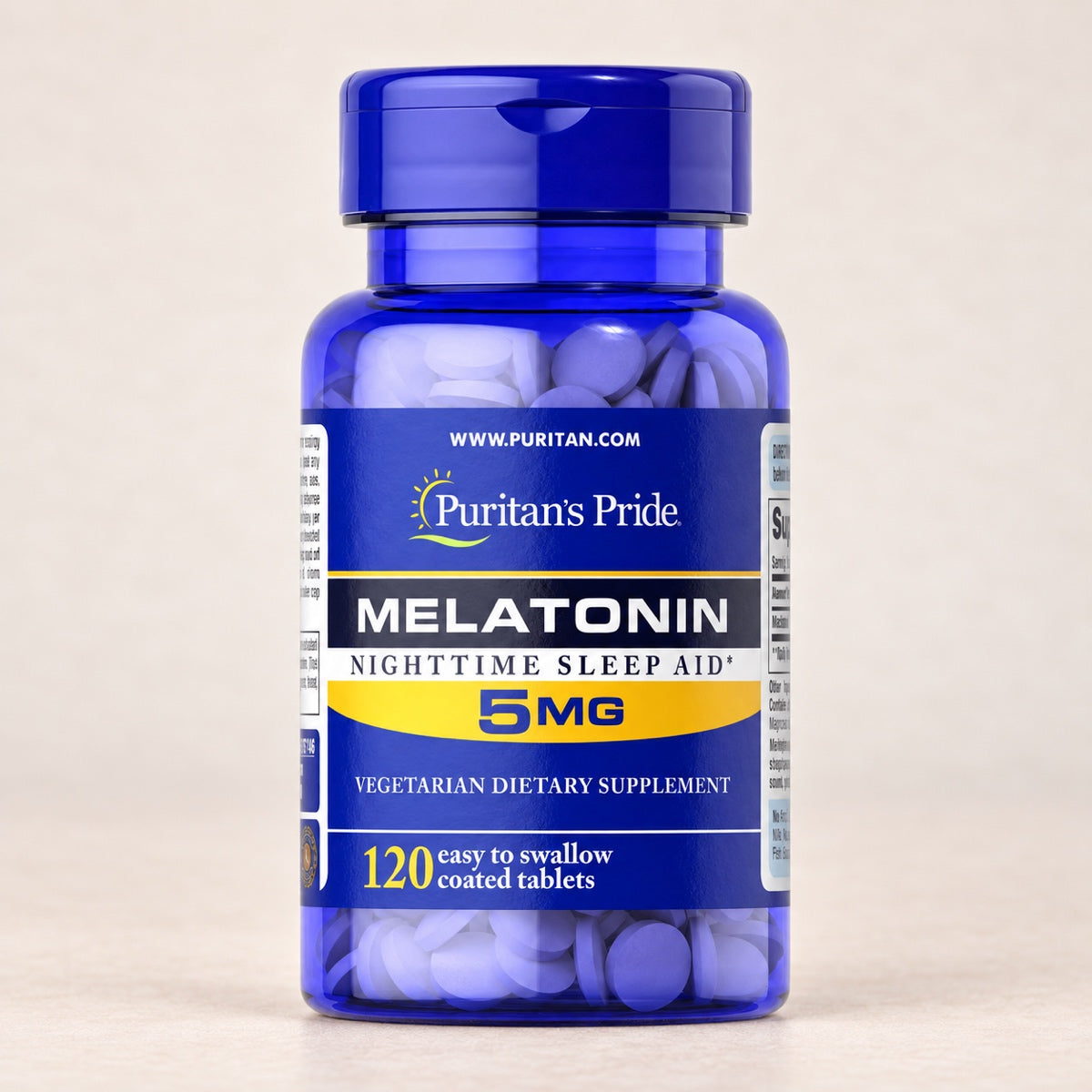 Melatonina Puritan’s Pride 5 mg, frasco de 120 tabletas