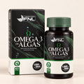Omega 3 de Algas FNL, caja y frasco de 60 softgels con 1.000 mg de DHA por porción.