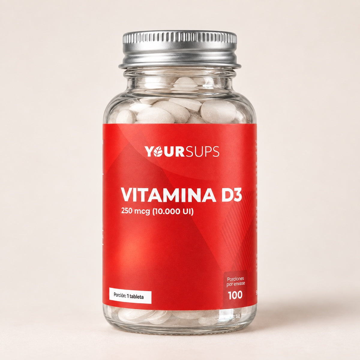 Vitamina D3 YOURSUPS 10.000 UI, frasco de 100 tabletas